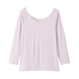 婦人　着るスキンケア　レース付き　バレエネック八分袖Ｔシャツ