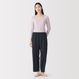 婦人　着るスキンケア　レース付き　バレエネック八分袖Ｔシャツ