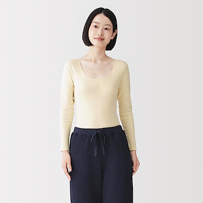 婦人　あったか綿　Ｕネック八分袖Ｔシャツ