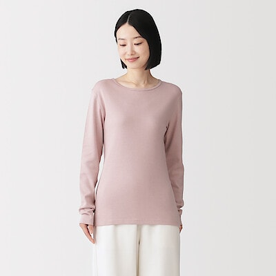 婦人　あったか綿　ウールクルーネック長袖Ｔシャツ