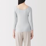婦人　着るスキンケア　レース付き　バレエネック八分袖Ｔシャツ