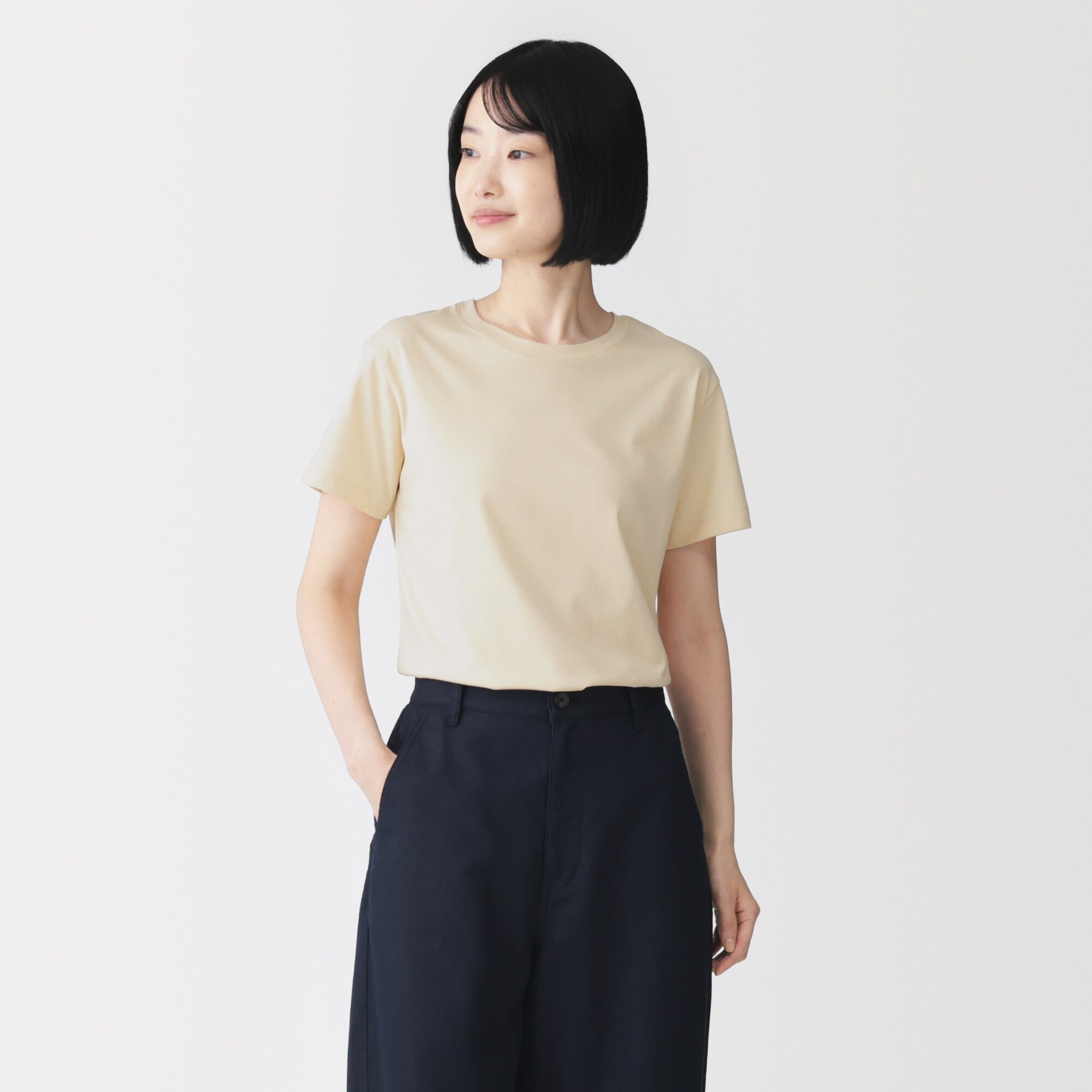婦人　天竺編みクルーネック半袖Ｔシャツ（ＶＮ）