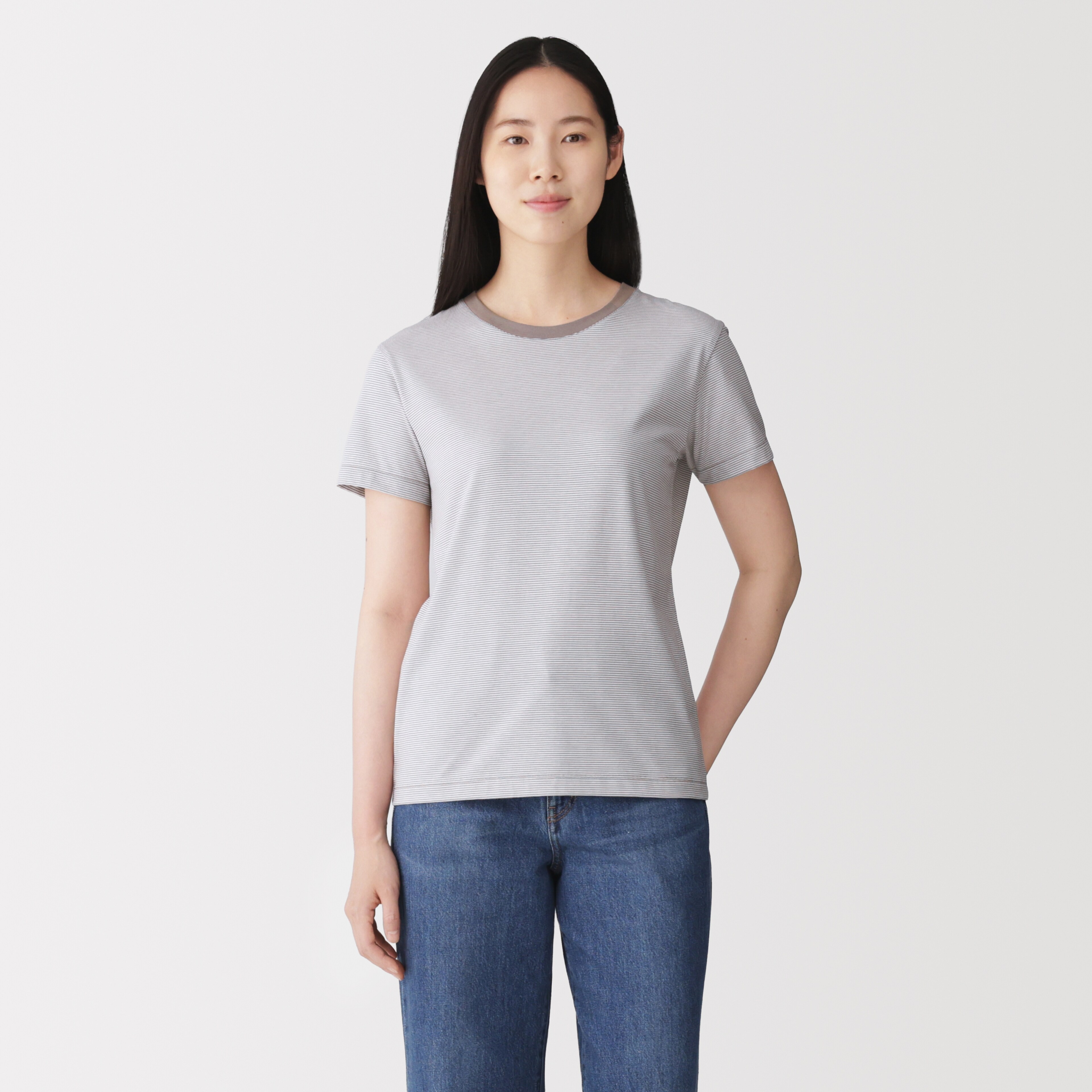 婦人　天竺編みクルーネック半袖Ｔシャツ（ＶＮ）