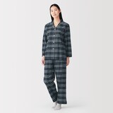 婦人　脇に縫い目のない　フランネル長袖パジャマ