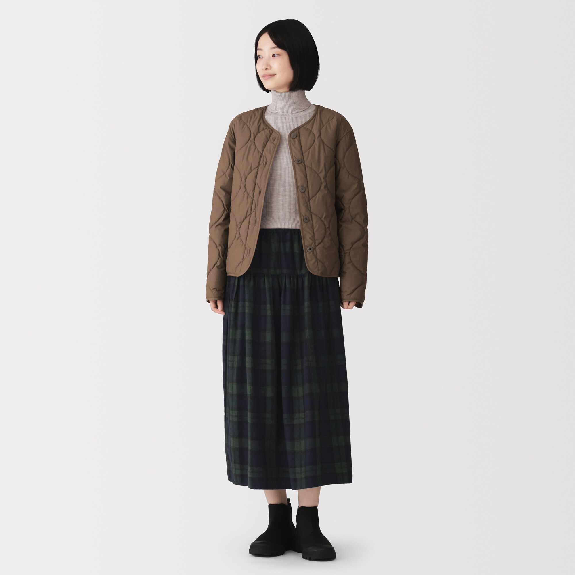 婦人　素材に還る　ふんわり中わたキルティングジャケット