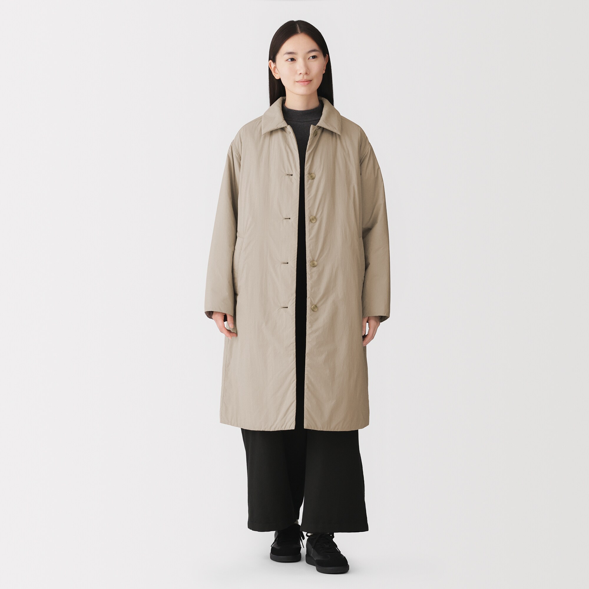 婦人　ふんわり中わた　撥水ステンカラーコート