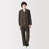 紳士　脇に縫い目のない　フランネル長袖パジャマ
