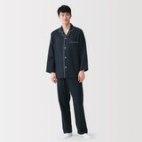 紳士　脇に縫い目のない　フランネル長袖パジャマ