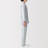 紳士　脇に縫い目のない　フランネル長袖パジャマ
