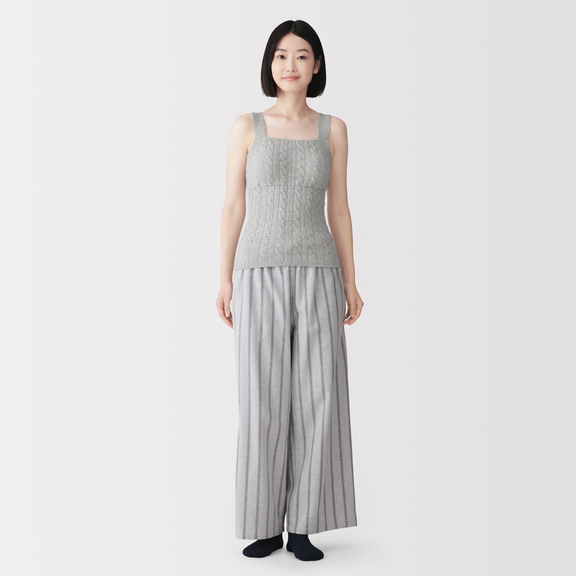 婦人　コットン混もこもこニットブラタンクトップ