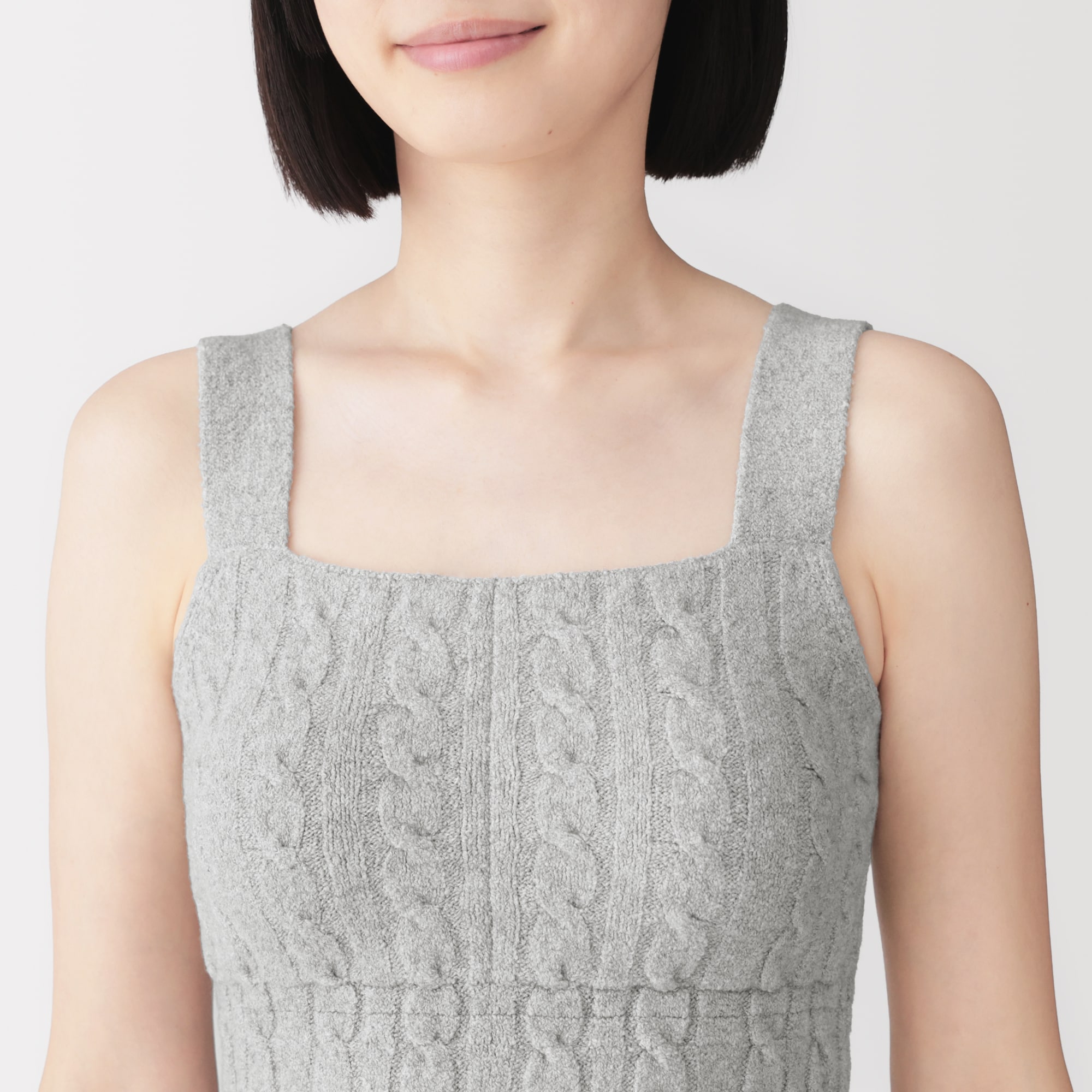 婦人　コットン混もこもこニットブラタンクトップ