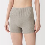婦人　コットン混もこもこニットオーバーパンツ
