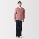 紳士　洗えるウールミドルゲージＶネックワイドセーター