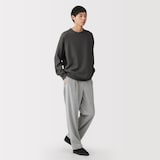 紳士　素材に還るワッフル編みクルーネック長袖Ｔシャツ