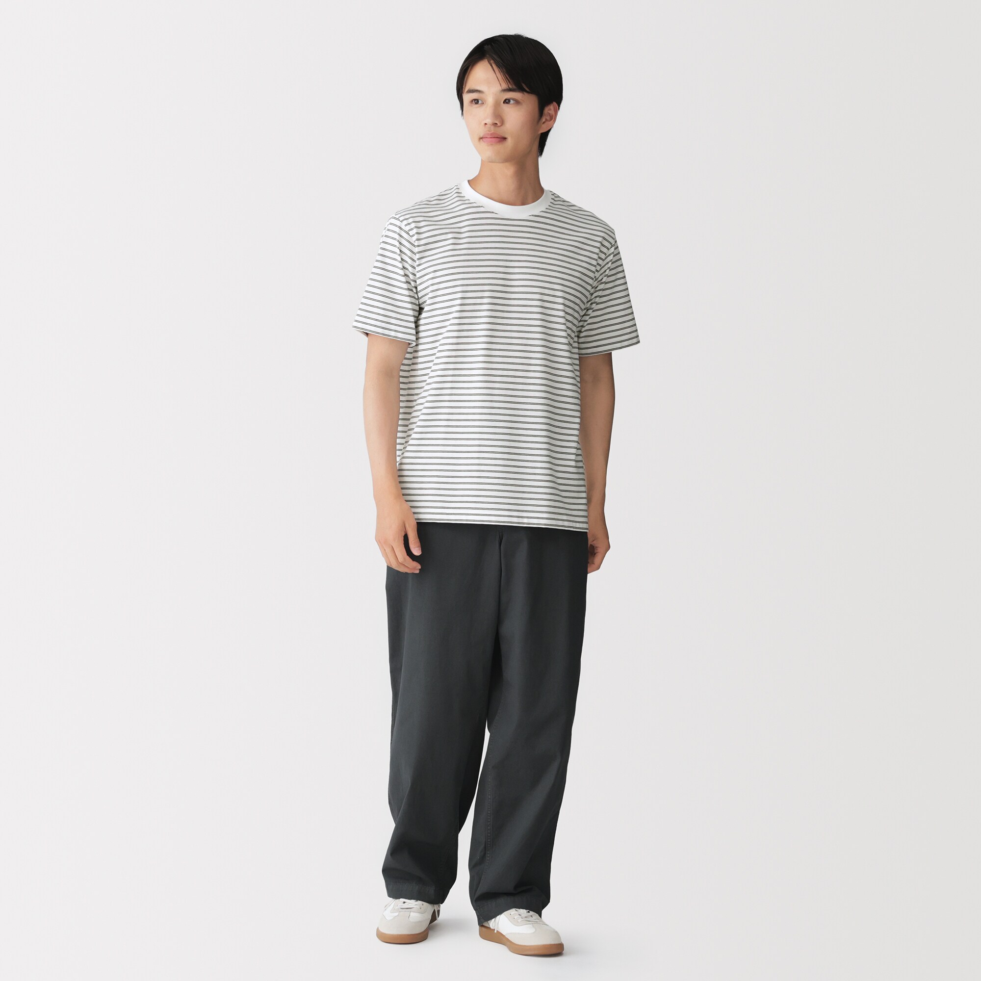 紳士　天竺編みクルーネック半袖Ｔシャツ（ボーダー）（ＯＳ）