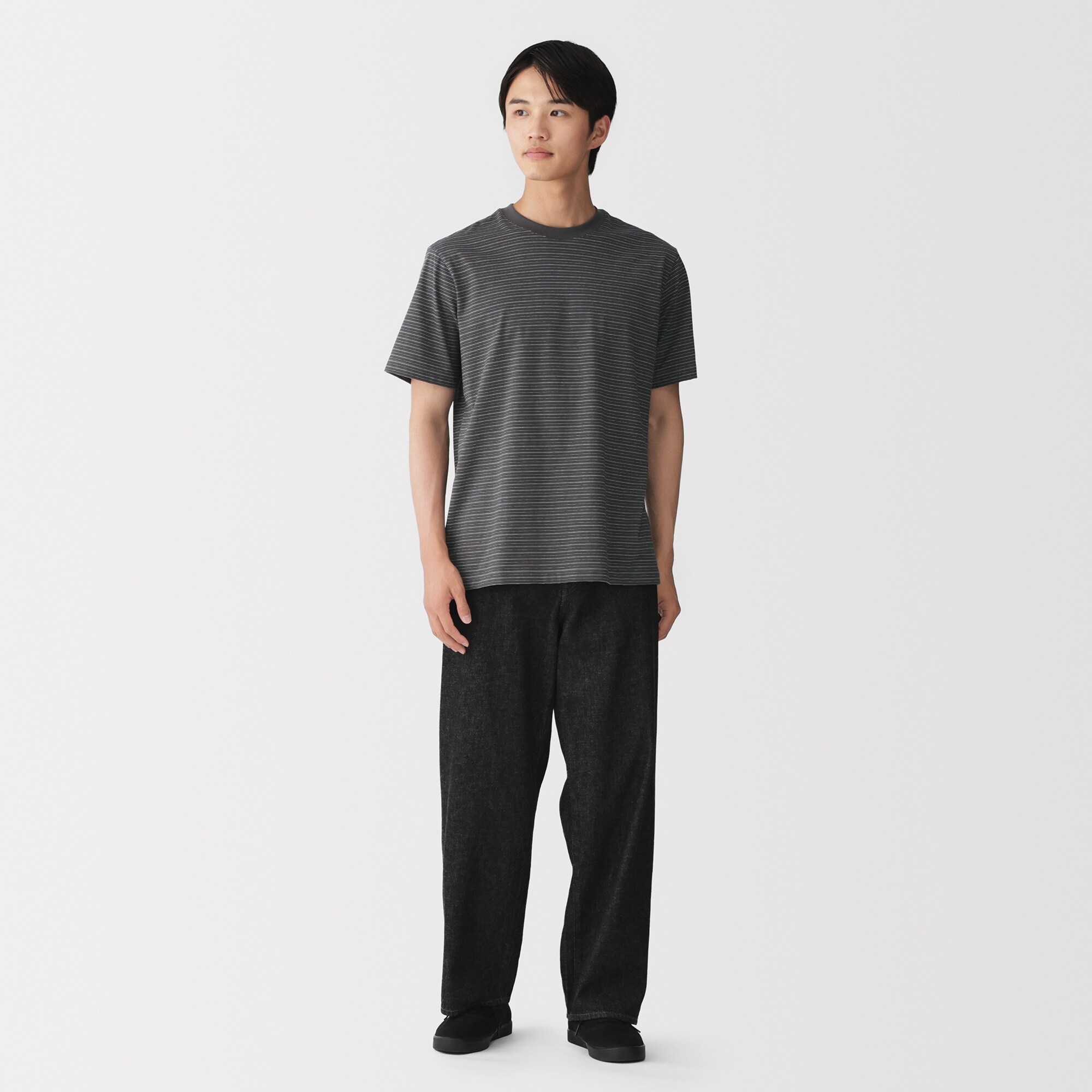 紳士　天竺編みクルーネック半袖Ｔシャツ（ボーダー）（ＯＳ）