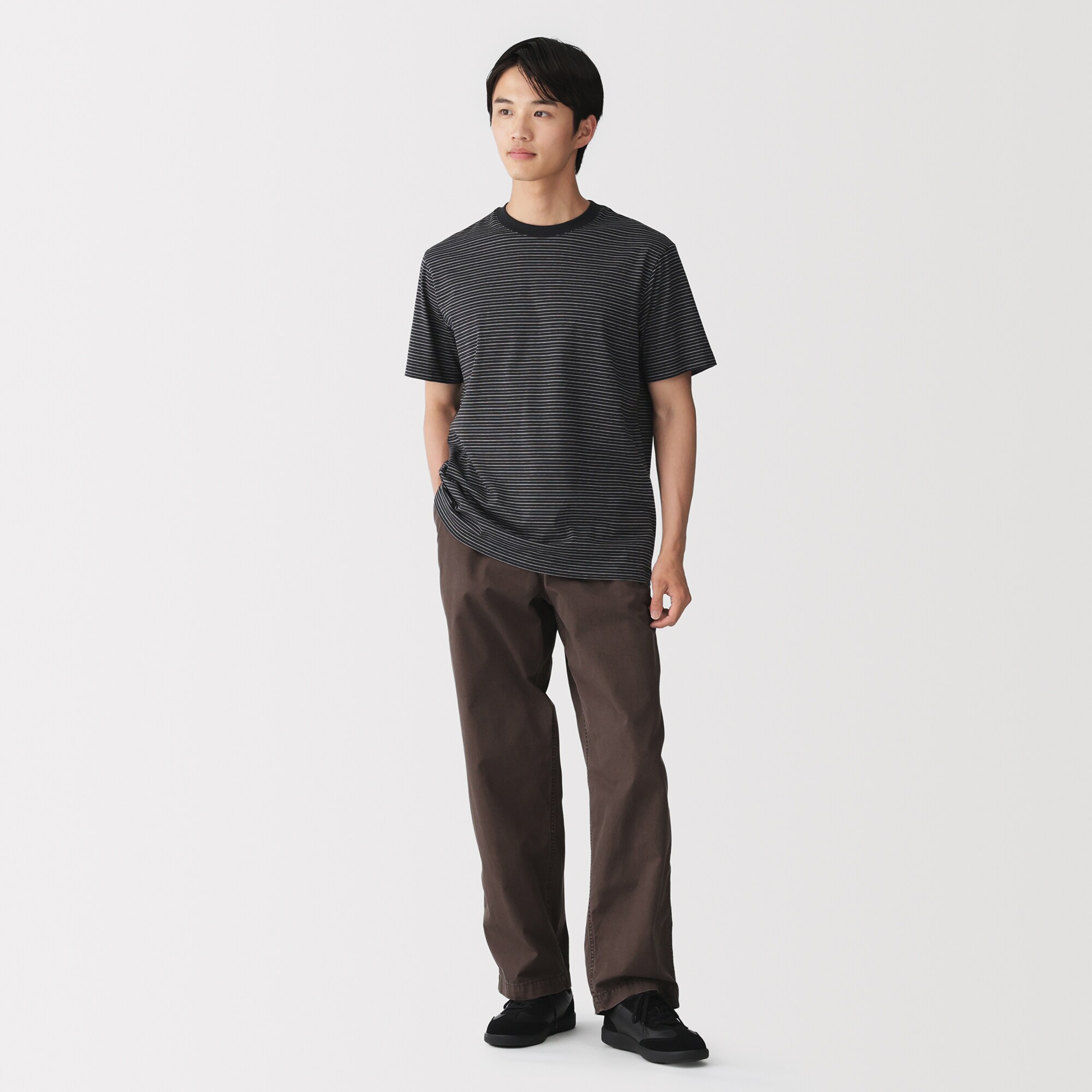 紳士　天竺編みクルーネック半袖Ｔシャツ（ボーダー）（ＯＳ）