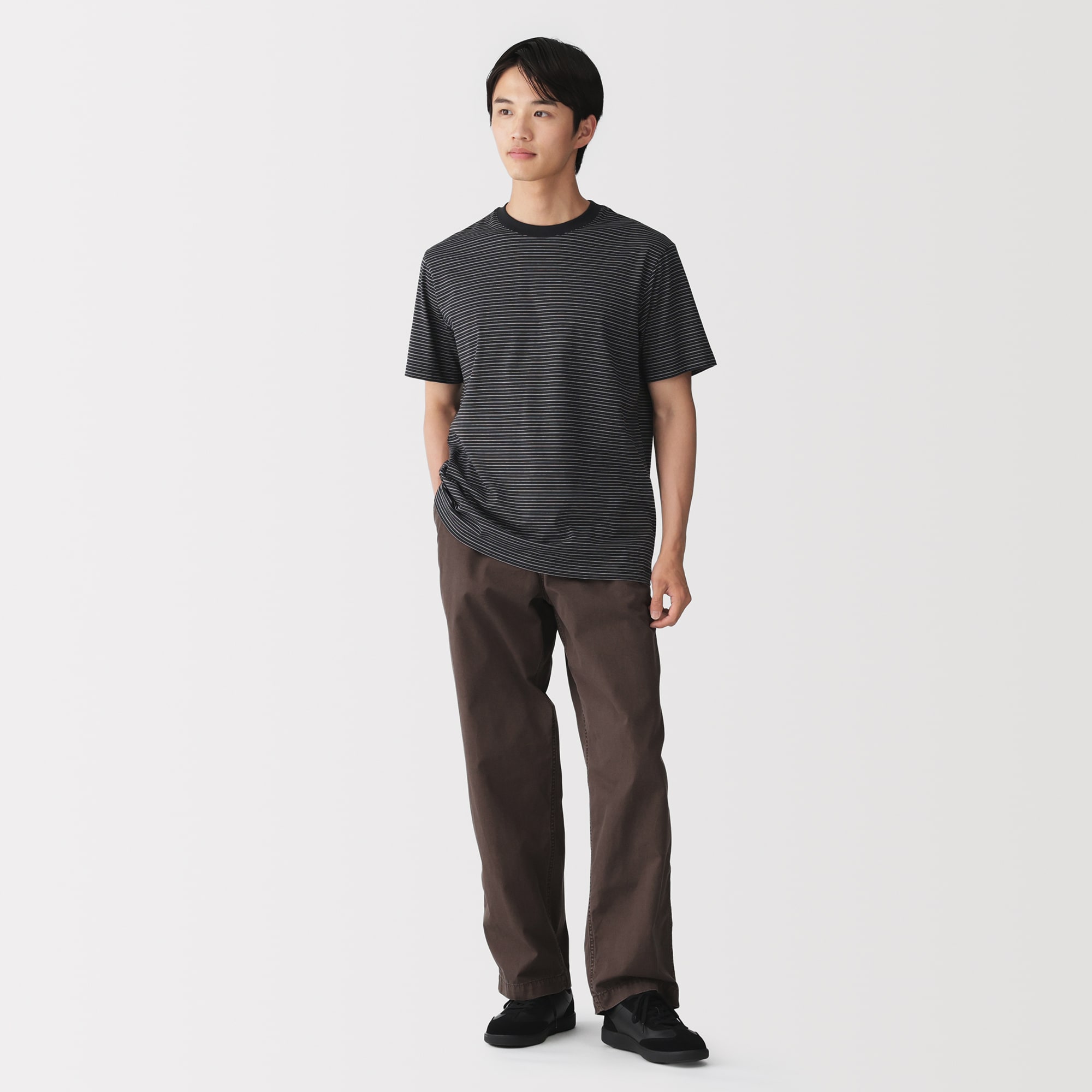 紳士　天竺編みクルーネック半袖Ｔシャツ（ボーダー）（ＯＳ）