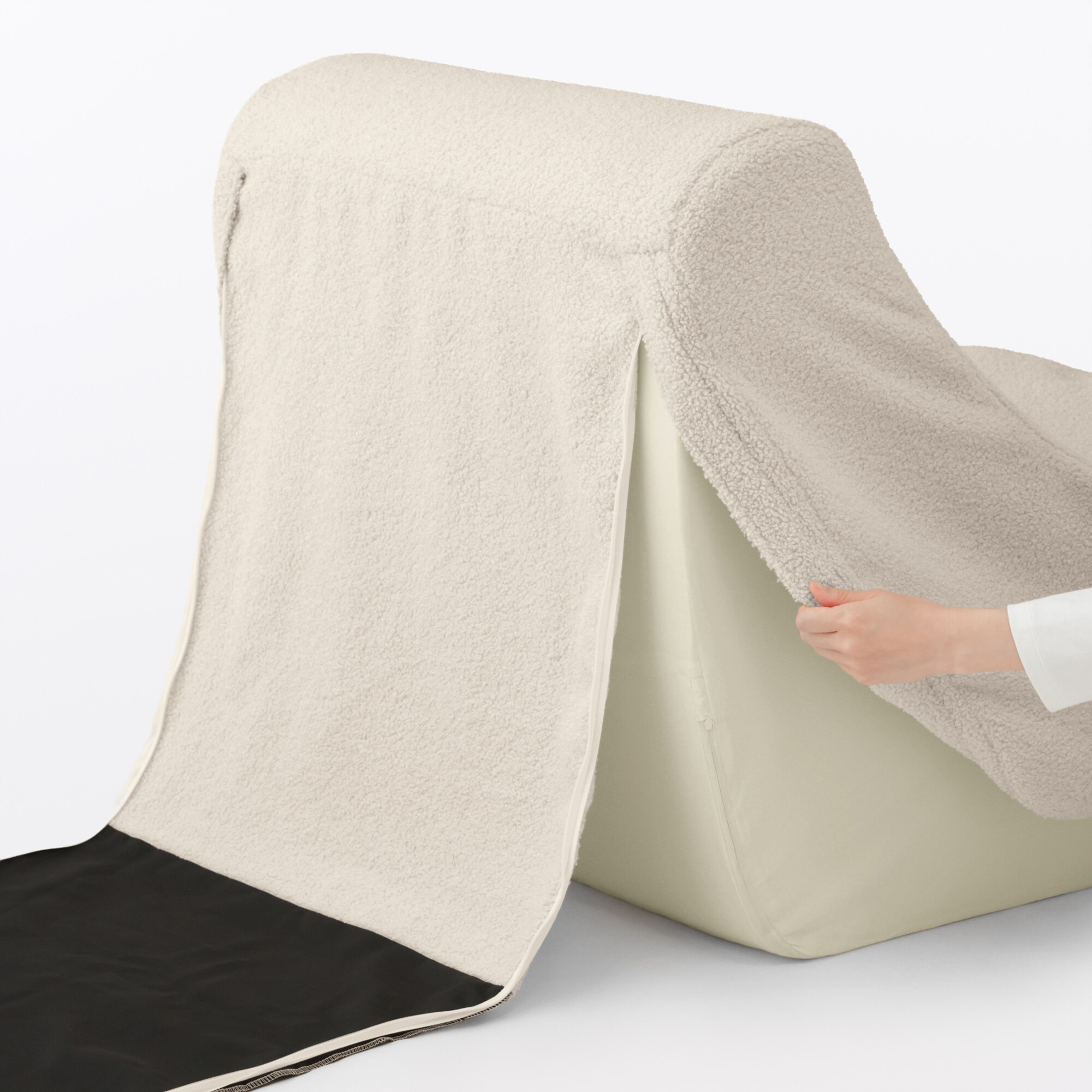 ゆったり座れるパーソナルソファ用カバー　オフ白