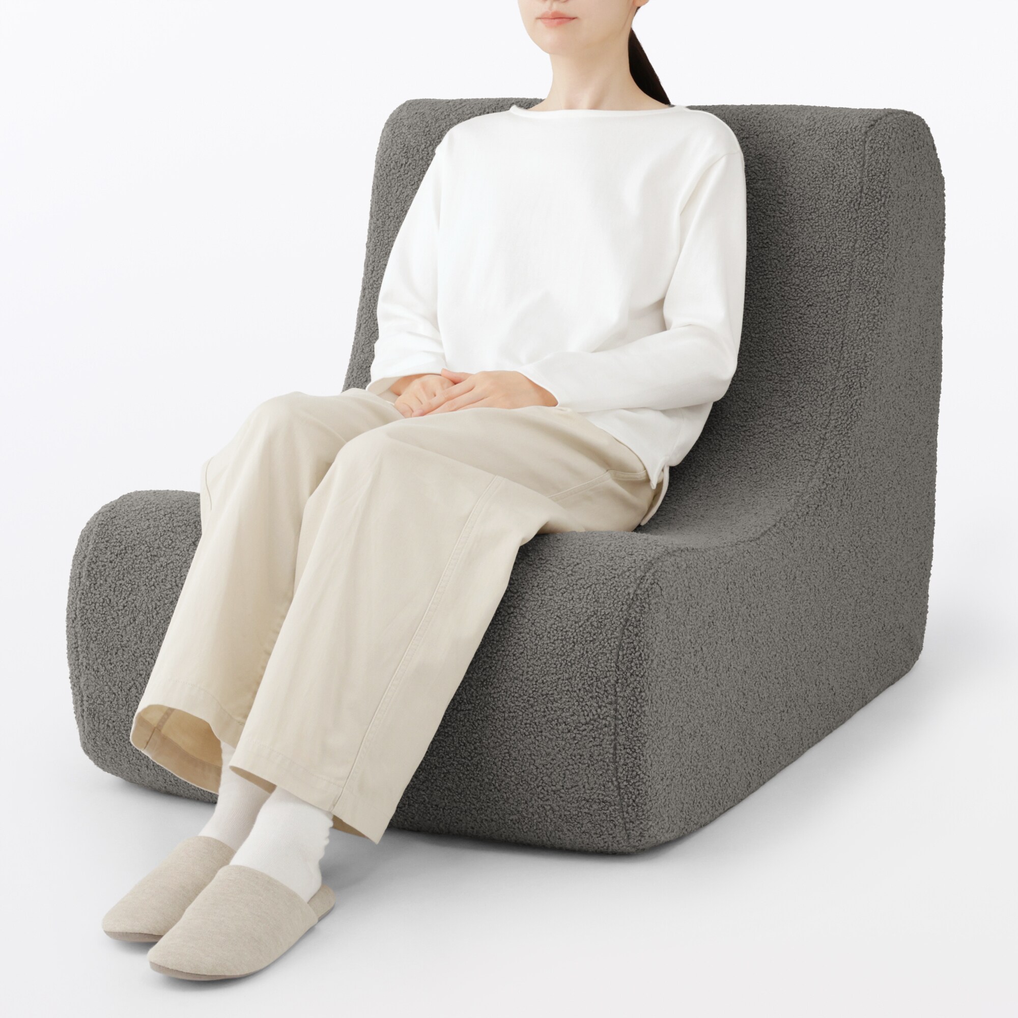 ゆったり座れるパーソナルソファ用カバー　チャコールグレー