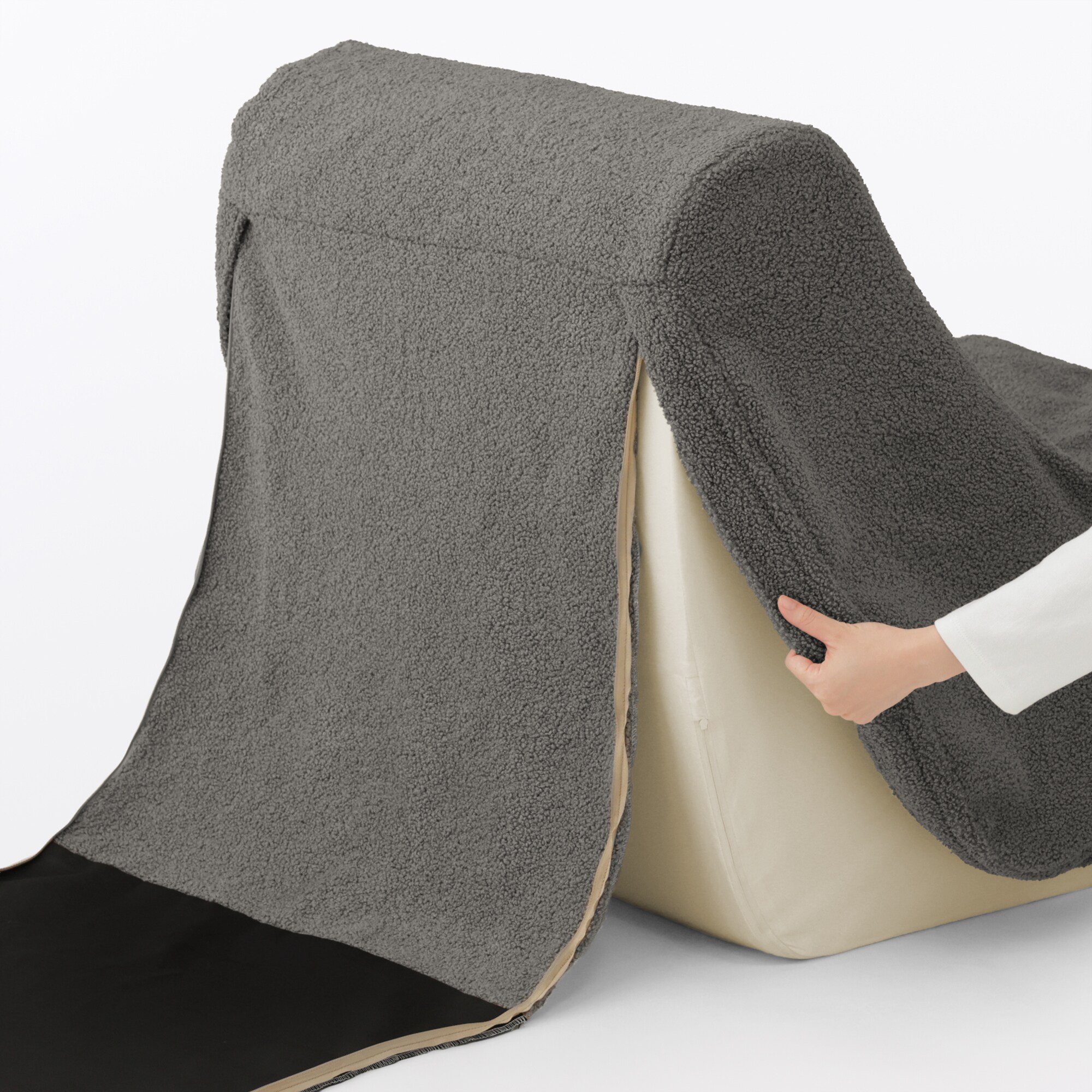 ゆったり座れるパーソナルソファ用カバー　チャコールグレー