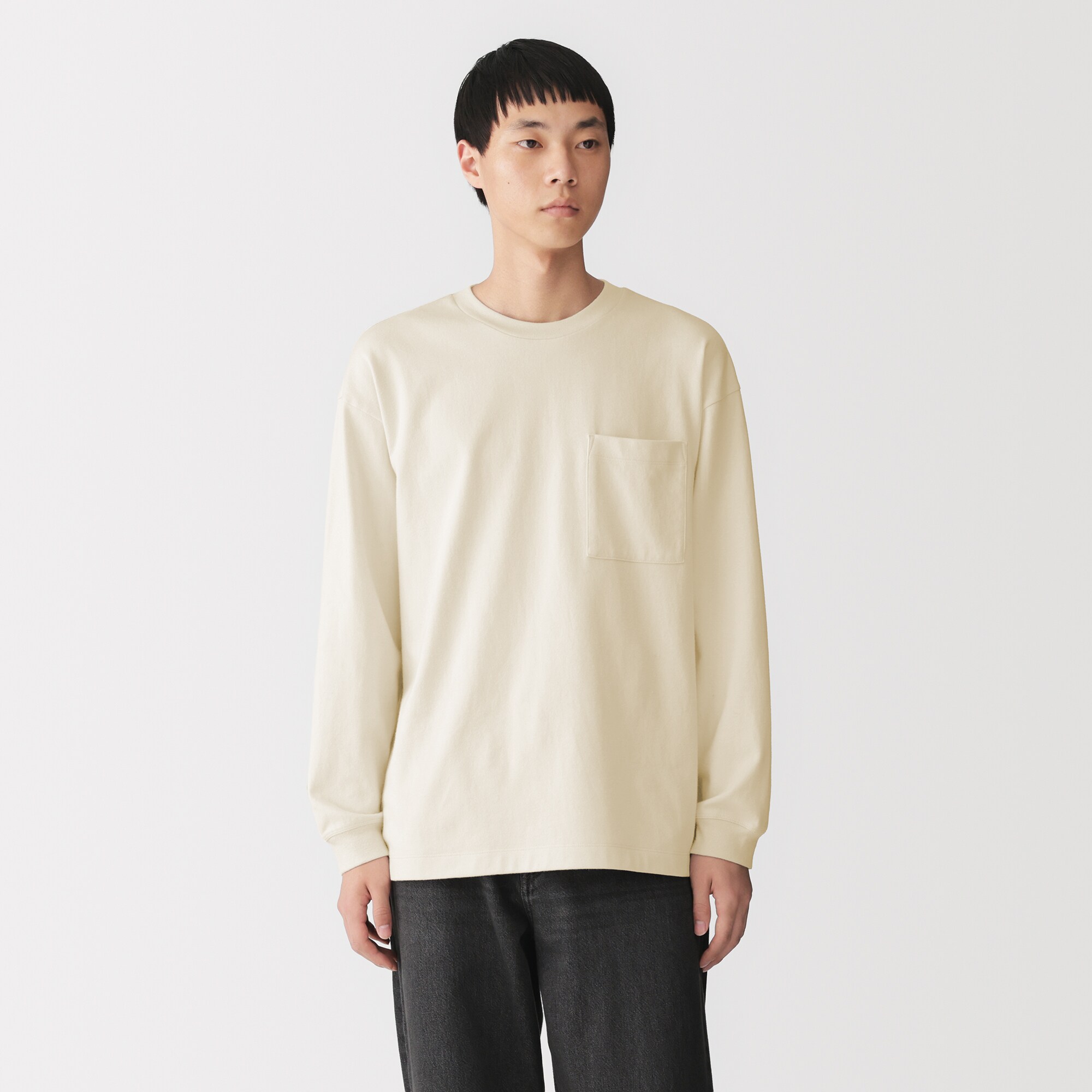 紳士　あたたかさを保つクルーネックワイド長袖Ｔシャツ
