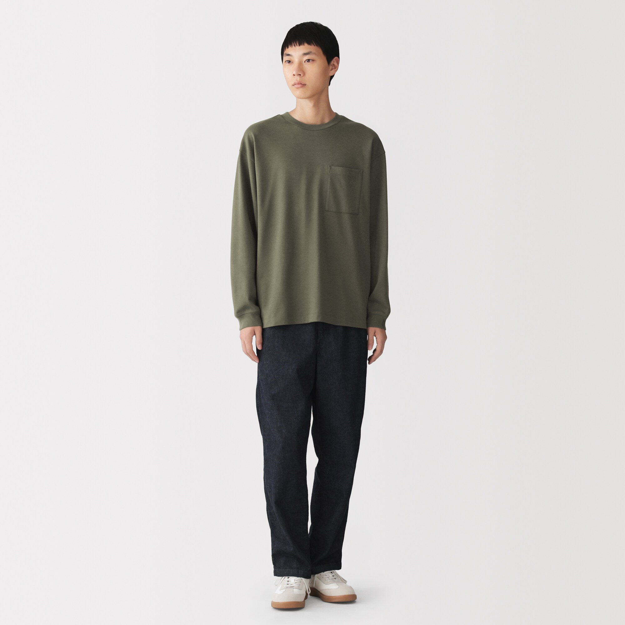 紳士　あたたかさを保つクルーネックワイド長袖Ｔシャツ