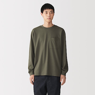 紳士　あたたかさを保つクルーネックワイド長袖Ｔシャツ