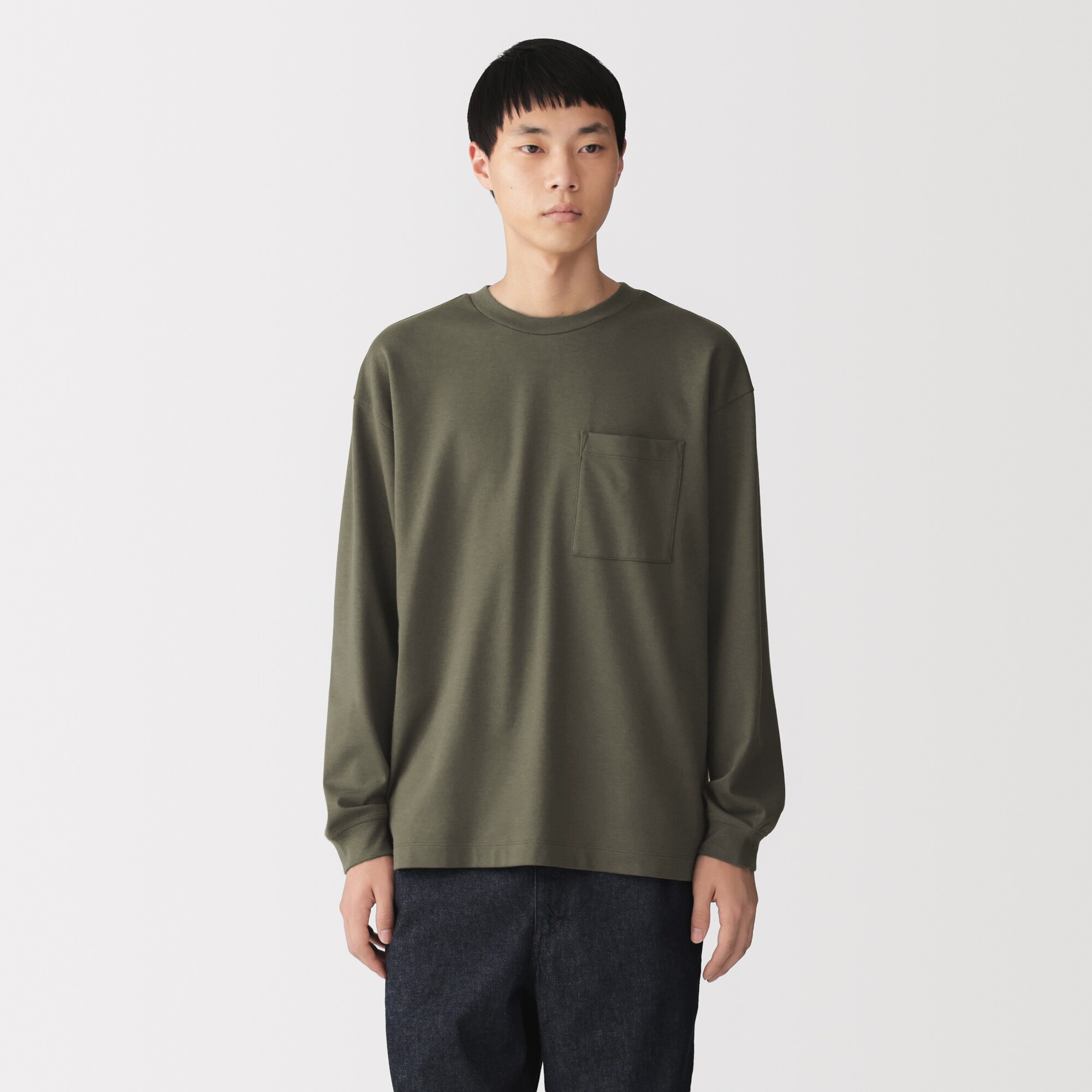 紳士　あたたかさを保つクルーネックワイド長袖Ｔシャツ