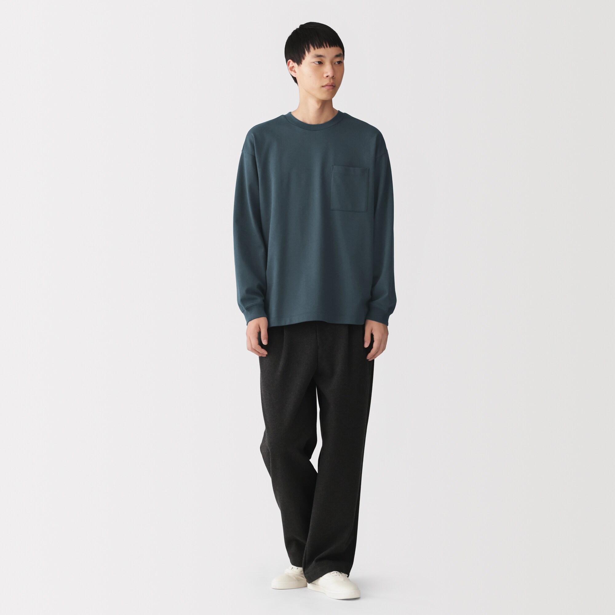 紳士　あたたかさを保つクルーネックワイド長袖Ｔシャツ