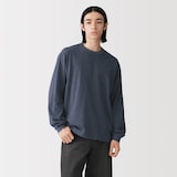 紳士　昔ながらの製法で編み立てたクルーネック長袖Ｔシャツ