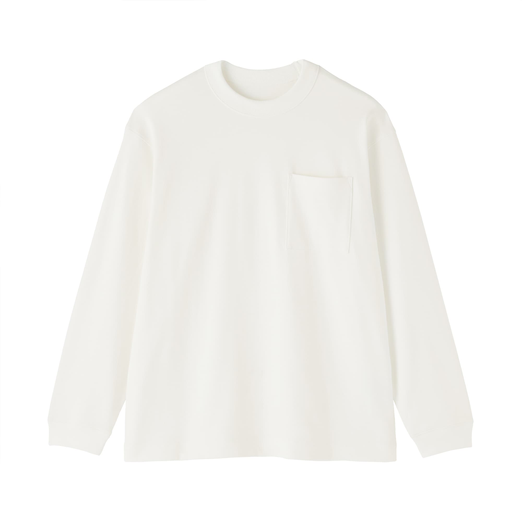 紳士　木の実から作ったカポック混太番手クルーネック長袖Ｔシャツ