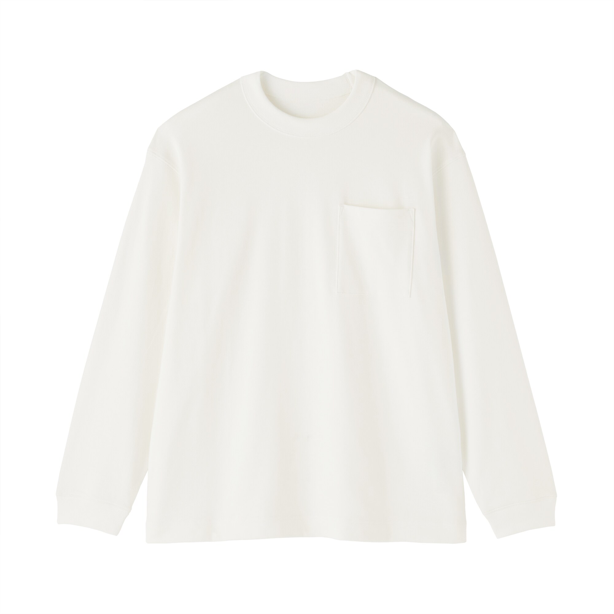 紳士　木の実から作ったカポック混太番手クルーネック長袖Ｔシャツ