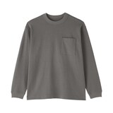 紳士　木の実から作ったカポック混太番手クルーネック長袖Ｔシャツ