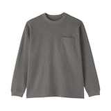 紳士　木の実から作ったカポック混太番手クルーネック長袖Ｔシャツ