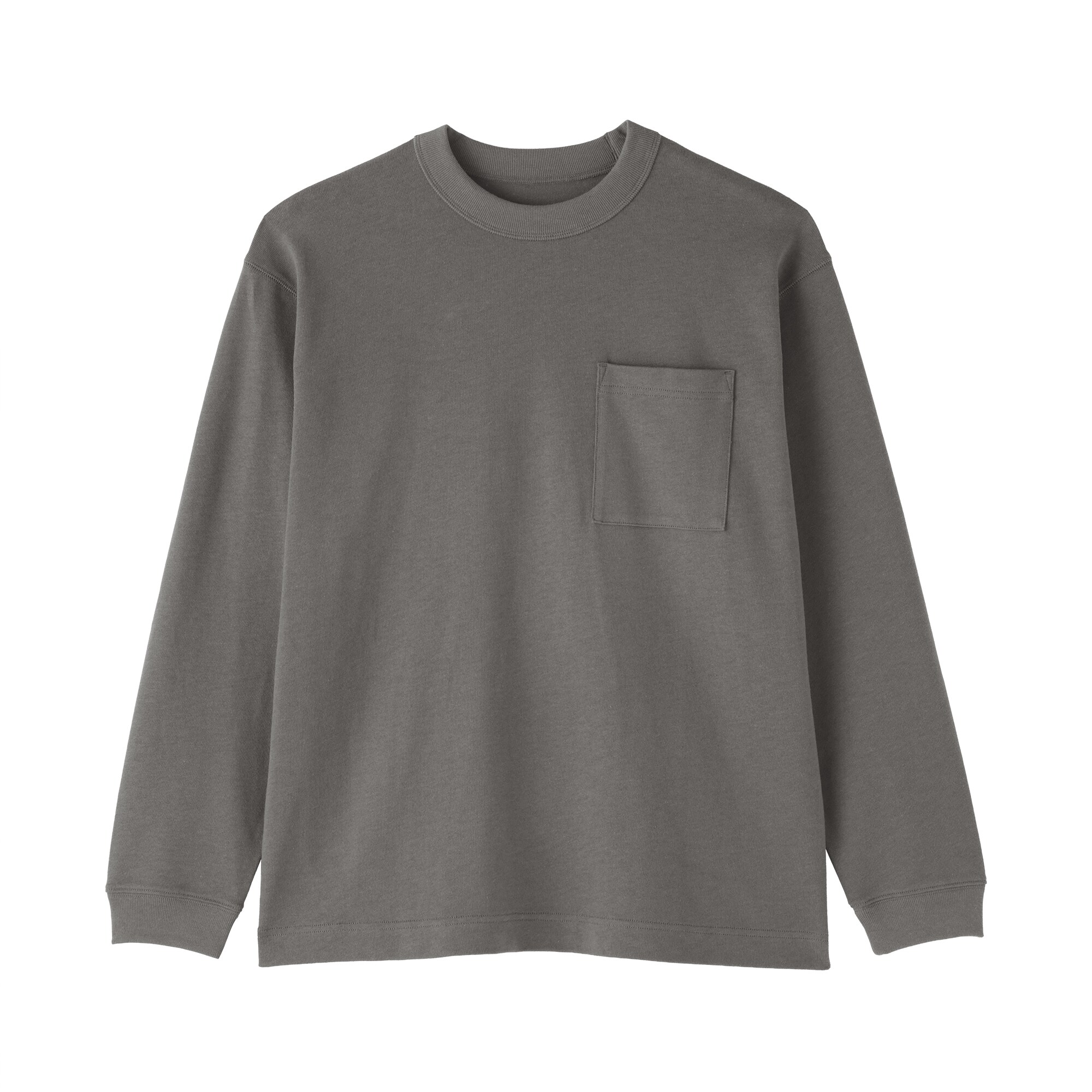 紳士　木の実から作ったカポック混太番手クルーネック長袖Ｔシャツ