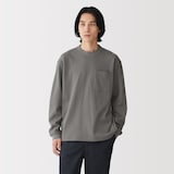 紳士　木の実から作ったカポック混太番手クルーネック長袖Ｔシャツ