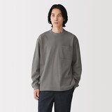 紳士　木の実から作ったカポック混太番手クルーネック長袖Ｔシャツ