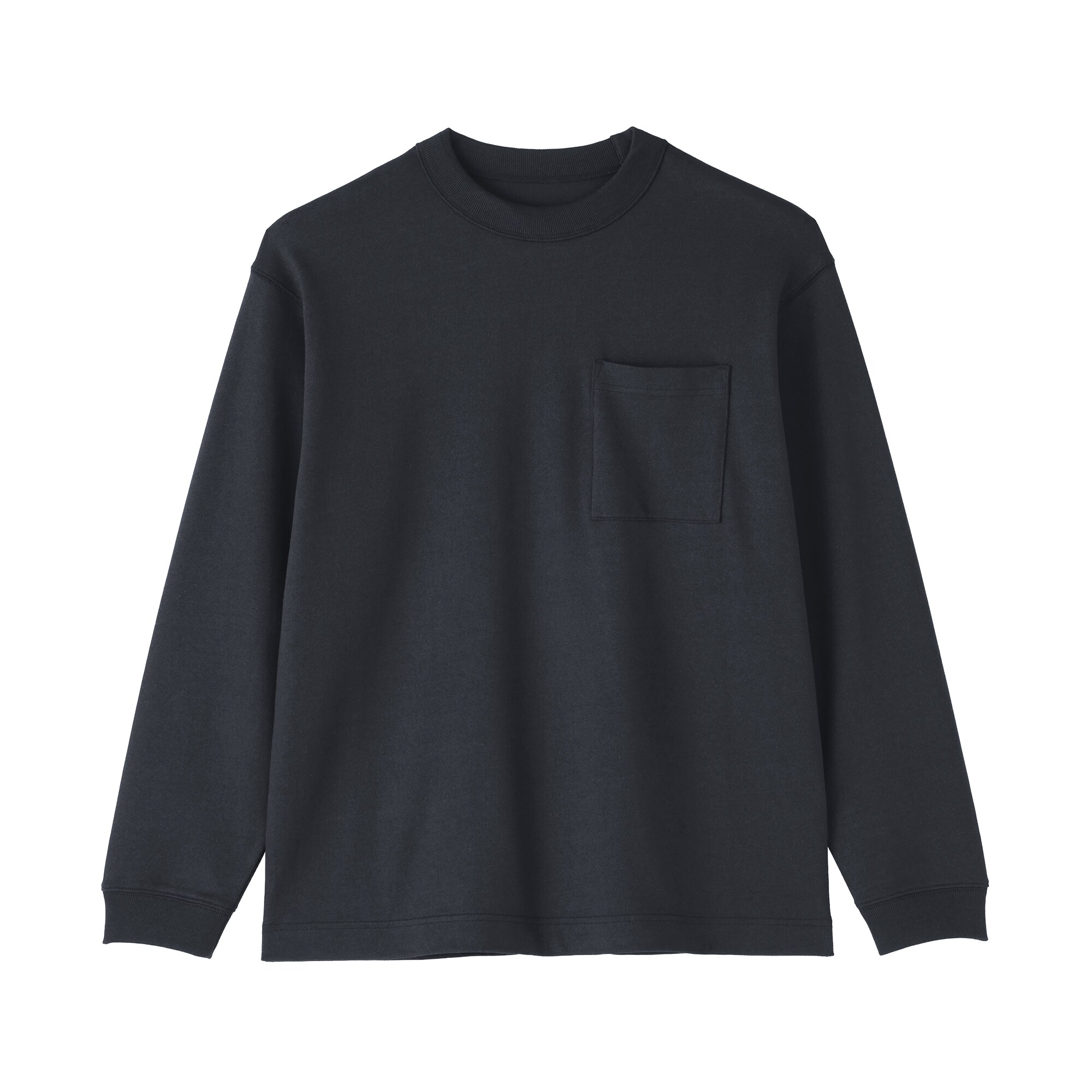 紳士　木の実から作ったカポック混太番手クルーネック長袖Ｔシャツ