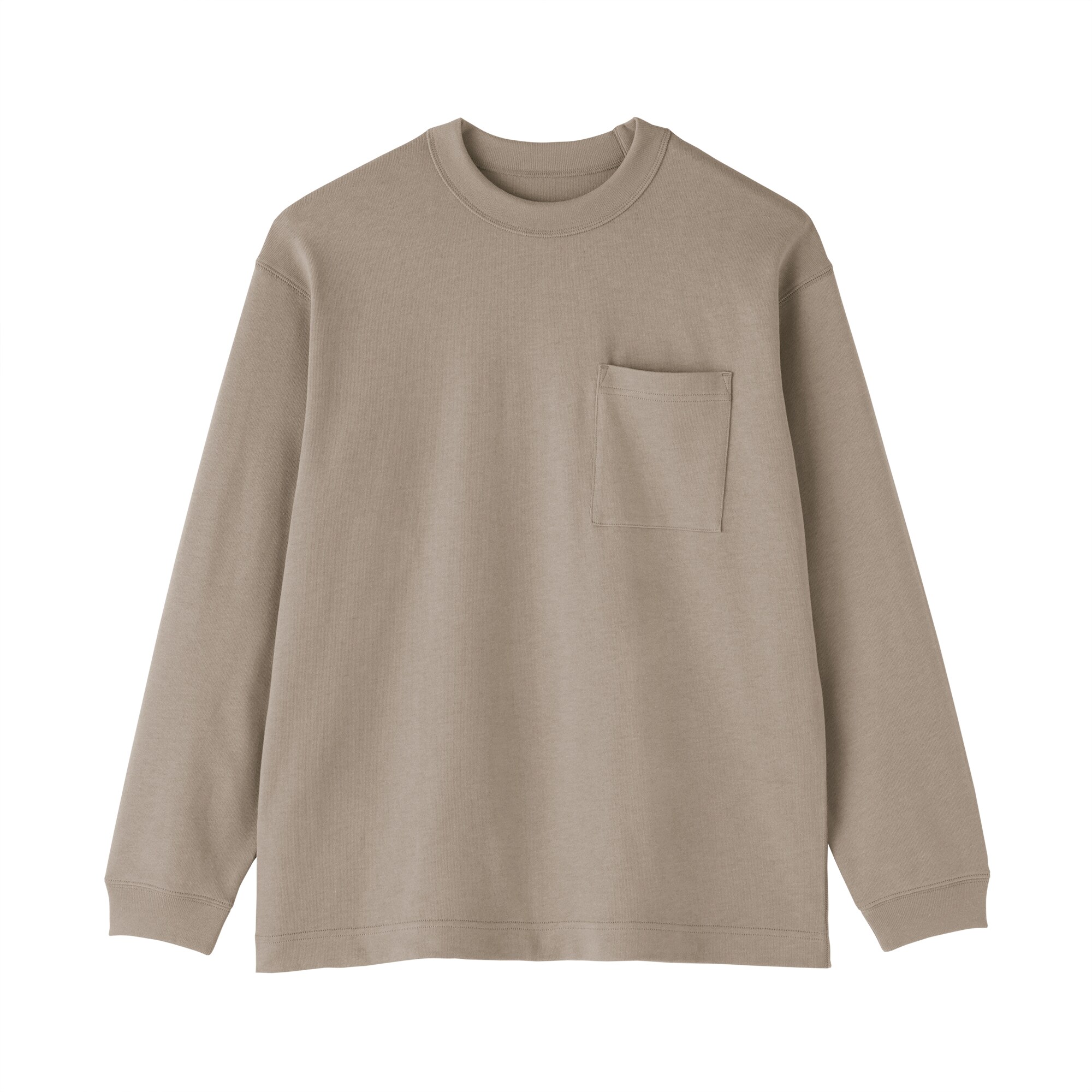 紳士　木の実から作ったカポック混太番手クルーネック長袖Ｔシャツ