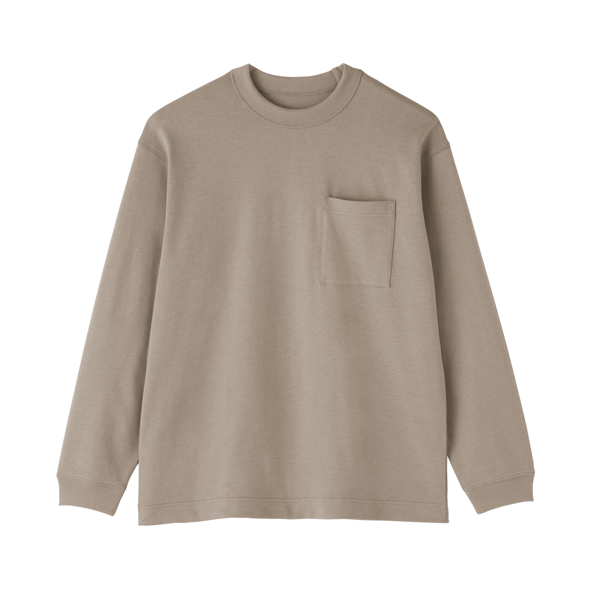 紳士　木の実から作ったカポック混太番手クルーネック長袖Ｔシャツ