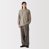 紳士　木の実から作ったカポック混太番手クルーネック長袖Ｔシャツ