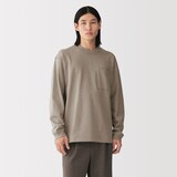 紳士　木の実から作ったカポック混太番手クルーネック長袖Ｔシャツ