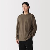 紳士　木の実から作ったカポック混太番手クルーネック長袖Ｔシャツ