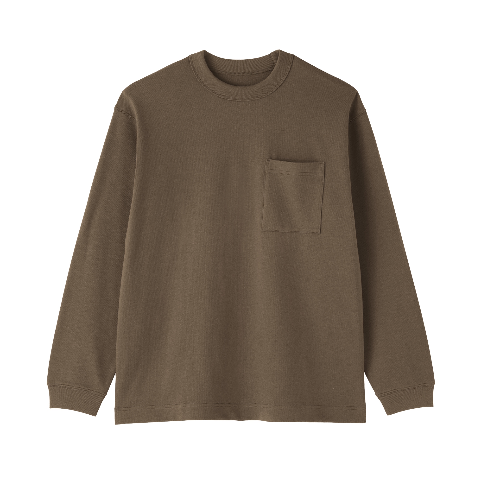 紳士　木の実から作ったカポック混太番手クルーネック長袖Ｔシャツ