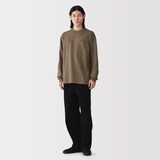 紳士　木の実から作ったカポック混太番手クルーネック長袖Ｔシャツ