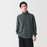 紳士　二重編みフルジップジャケット