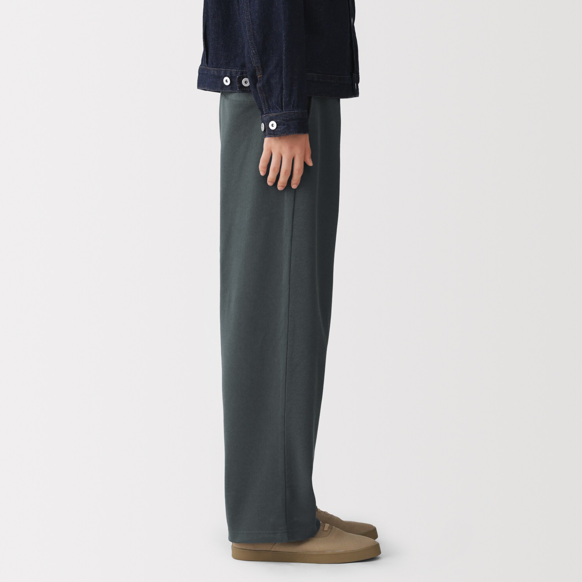 紳士　二重編みワイドパンツ