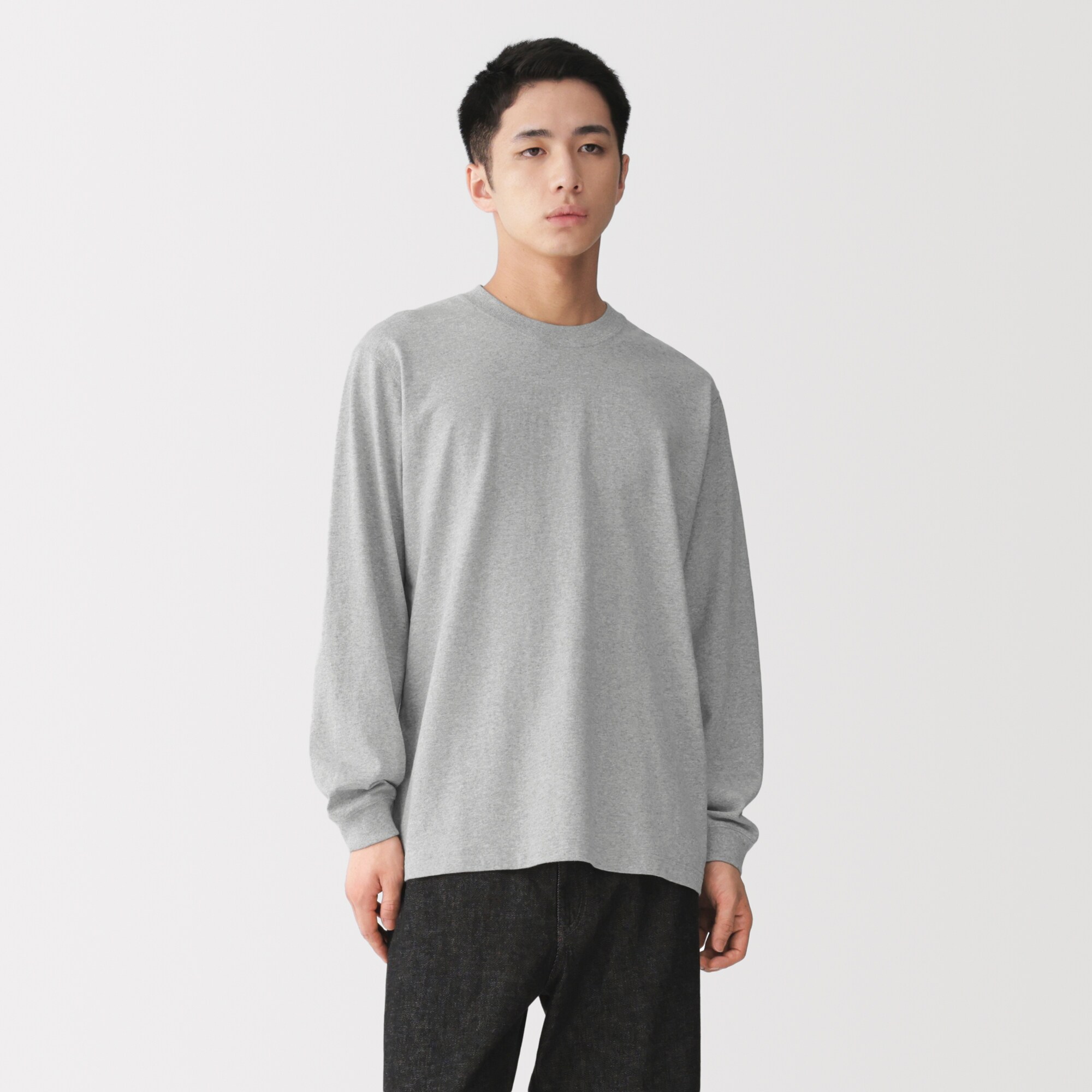 紳士　洗いざらし太番手クルーネック長袖Ｔシャツ