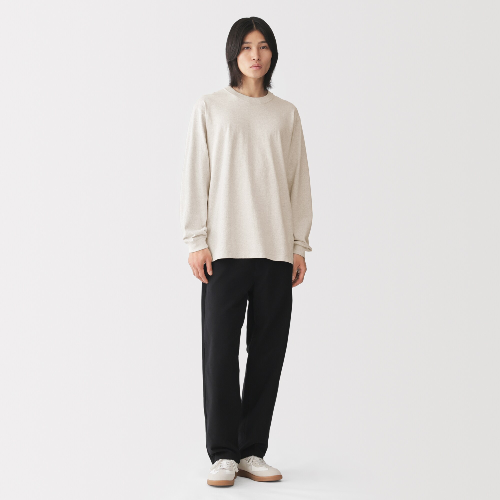 紳士　洗いざらし太番手クルーネック長袖Ｔシャツ